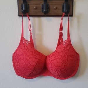 Coral Pink Lacy Bra